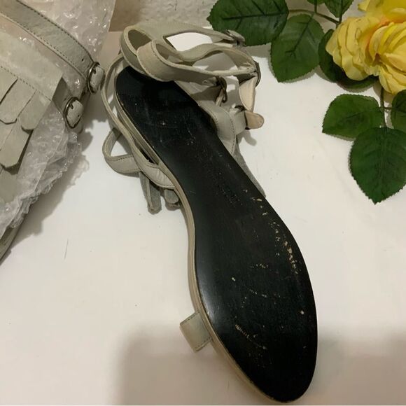 Freda Salvador Kiltie Fringe Strappy Gladiator Leather Sandals Size US 6.5 - Picture 7 of 16